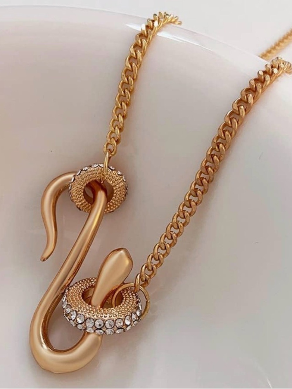 Serpenti Snake S-Shaped Hook Necklace Choker Gold Necklace